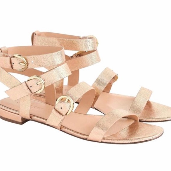 J. Crew Shoes - J. Crew rose gold metallic gladiator sandals.